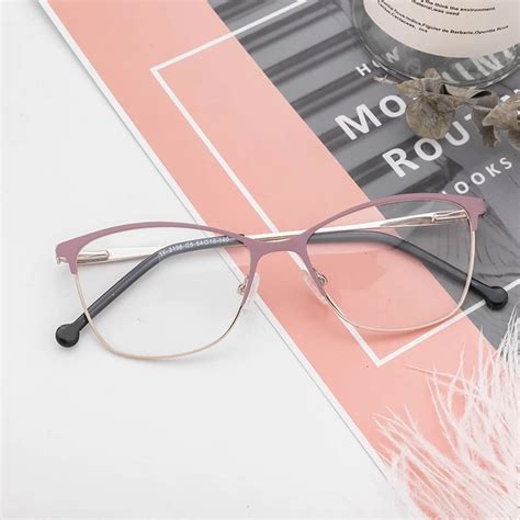 metal women glasses frames optical prescription glasses frame pink eye