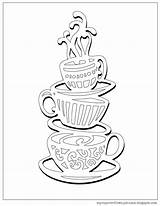 Coloring Cup Coffee Pages Tea Overflows Cups Stack Printable Color Getcolorings Template sketch template