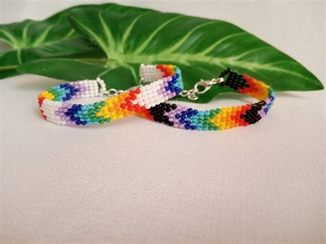 rainbow lesbian couple jewelry lgbtq prade equality beaded etsy