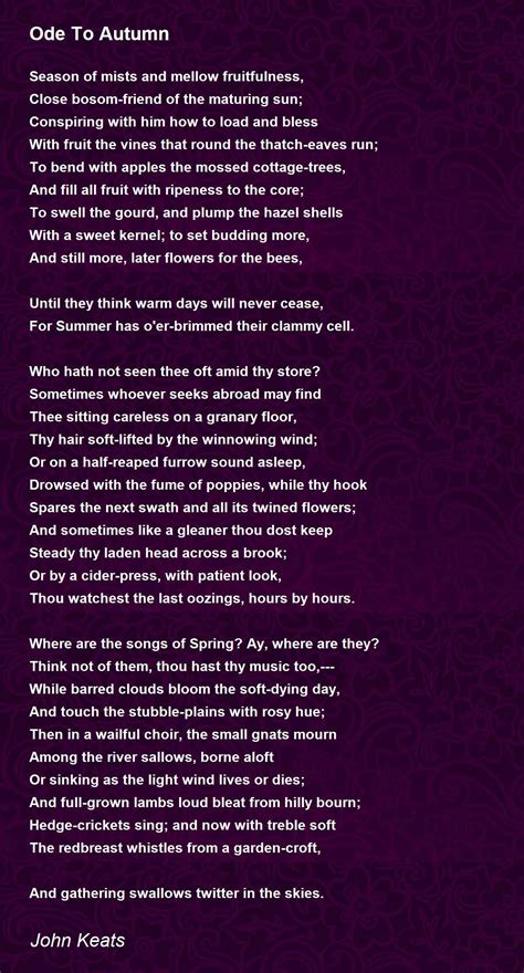 ode to autumn poem by john keats poem hunter