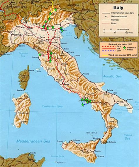 landkaart italie wandelgeknl