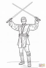 Anakin Skywalker Coloring Pages Wars Star Printable Lightsabers Two Luke Drawing Episode Darth Vader Wan Obi Clones Attack Vs Clone sketch template