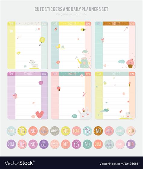 cute daily note template royalty  vector image