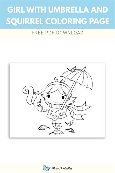 girl  umbrella  squirrel coloring page squirrel coloring