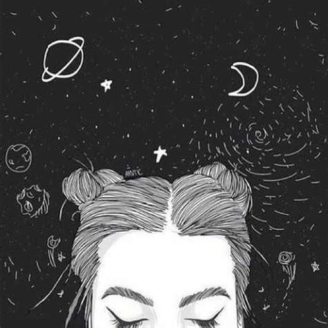 black and white cool cute drawing girl outline outlines pretty space image 3381291 by