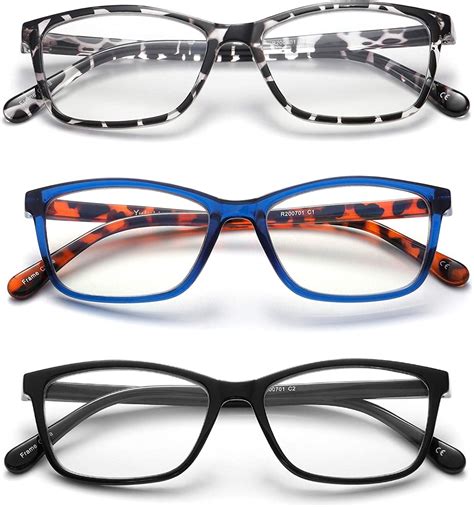 yuluki 3 pack reading glasses blue light blocking lightweight