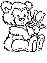 Coloring Teddy Bear Pages Cartoon Bears Little Color Holding Flower Twinkle Rose Cliparts Roses Star Animated Colouring Clipart Bulldog Sheets sketch template
