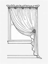 Curtain Drawing Getdrawings Window Drawings Painted Hand sketch template