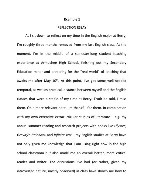 reflection paper   class reflection paper