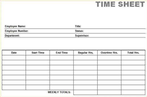 employee timesheet template time sheet printable card templates
