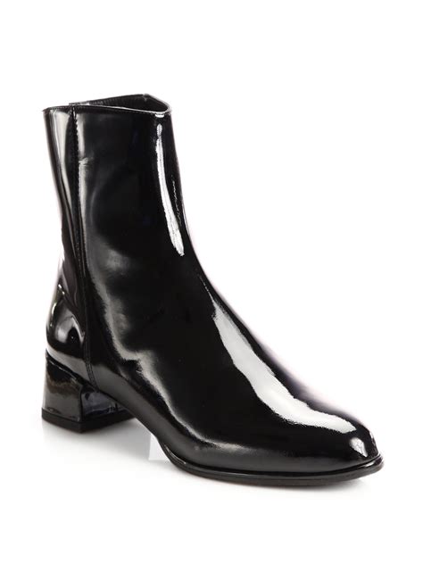 stuart weitzman patent leather ankle boots  black lyst