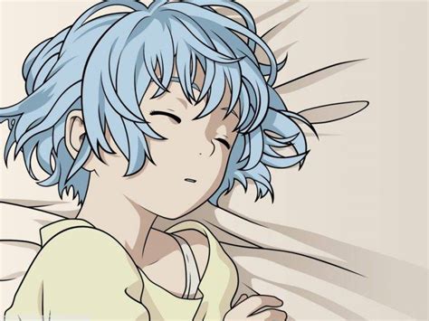 Anime Girls Sleeping T Shirt Blue Hair Bed Shangri La