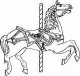 Horse Coloring Pages Carousel Book Printable Dentzel Print Line Carosel Drawing Clipart Horses Color Kids Gif Animals Merry Round Go sketch template