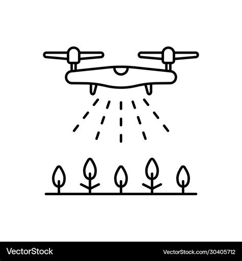 drone spraying agent  crops linear icon vector image