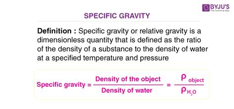 specific gravity definition calculation solved examples faqs