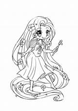 Coloring Pages Rapunzel Tangled Cute Princess Chibi Disney Printcolorcraft Flynn Rider sketch template