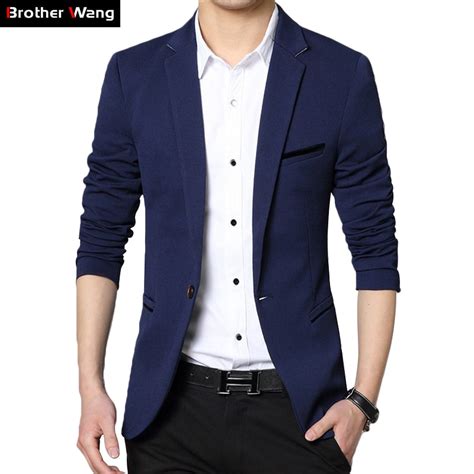 2020 Autumn New Men S Blazer Coat Business Casual Fashion Blue Slim Fit