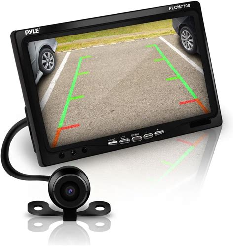 pyle plcm backup rear view car camera monitor screen system kit parking reverse safety