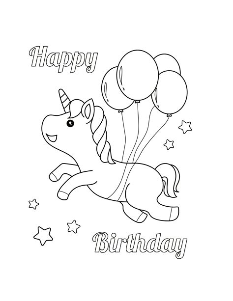 happy birthday unicorn coloring pages printable coloring pages