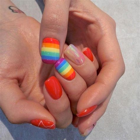 Jennxpaige ♔ Rainbow Nails Squoval Nails Rainbow Nail Art Designs