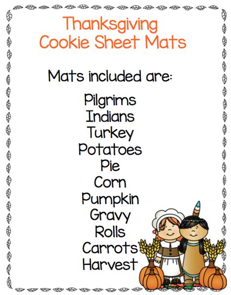 thanksgiving cookie sheet mats preschool printables