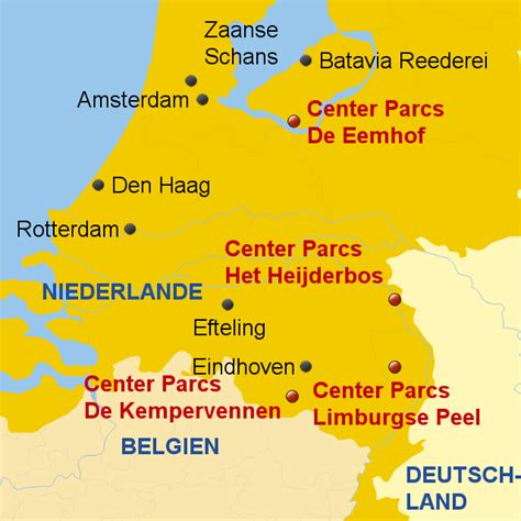 holland center parcs von alpetour landkarte fuer die niederlande
