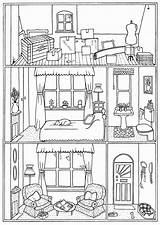 Pages House Interior Coloring Colouring Printable Print Victorian Colouringpages Drawing sketch template