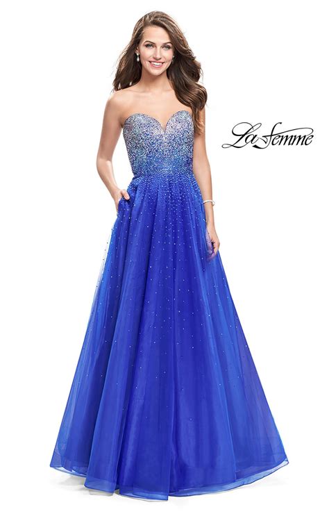 La Femme 26264 Strapless Tulle Ball Gown Prom Dress