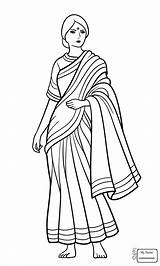 Indian Coloring India Woman Pages Drawing Sari Girl Flag Clipart Saree Kids Printable Ancient Jamaican Realistic Man Drawings Urgent Getcolorings sketch template