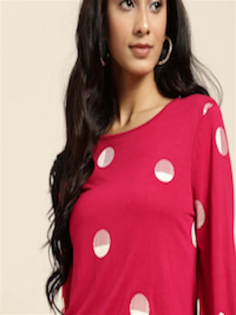 buy    women pink  white geometric print regular top tops  women