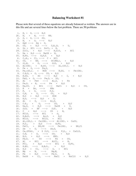 images  practice balancing equations worksheet key balancing