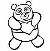 Panda Coloring Pages Kids Bear Valentine sketch template