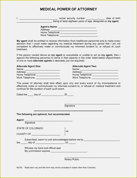 power  attorney form printable printable forms