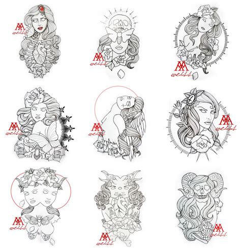 tattoo outlines  pcs pack part     mweiss art  deviantart