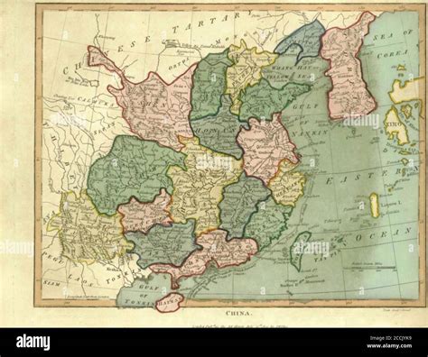 century map  china handcolored copperplate engraving   encyclopaedia londinensis