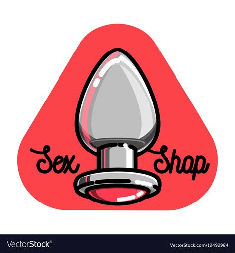 Color Vintage Sex Shop Emblem Royalty Free Vector Image