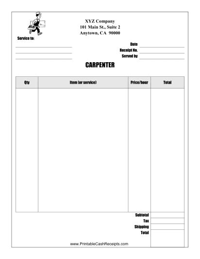 carpenter receipt  designed      carpenter