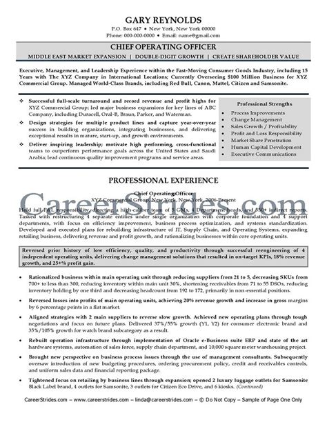 resume chief operating officer resume sample