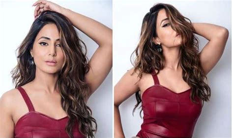 hina khan dons sexy maroon bodycon dress but her sultry expressions is