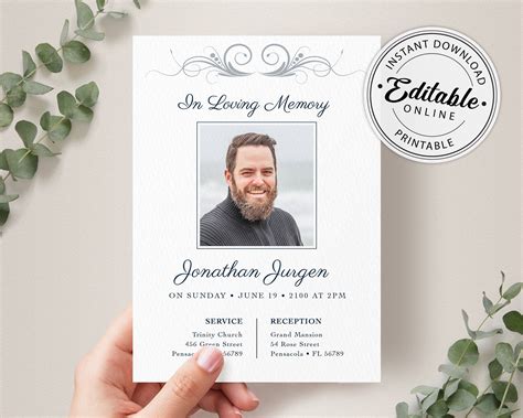 funeral service card template