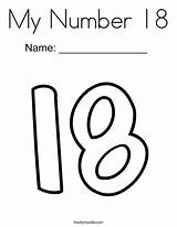 Number 18 Coloring Pages Numbers Worksheets Preschool Twisty Noodle Template Tracing Color Twistynoodle Eighteen Activities Kids Cursive Printable Print Block sketch template