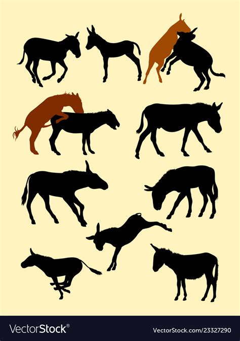 donkeys silhouette royalty  vector image vectorstock