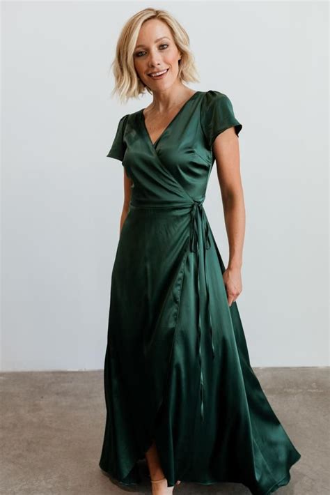 Krystal Satin Wrap Gown Green Wrap Gown Sparkle Gown Satin Wrap Dress