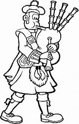 Bagpipes Clipart Coloring Kilt Man Clip Playing Scotland Cliparts Bagpipe Plays Library Drawings sketch template