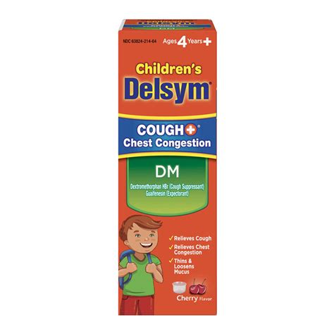 delsym childrens cough chest congestion dm liquid cherry flavor  oz