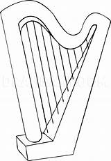Harp Harps String Arpa Dragoart Beanstalk Jack Musicales Instrumentos sketch template
