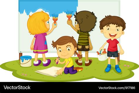 children painting royalty  vector image vectorstock