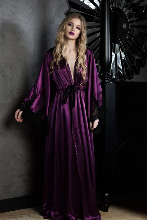 Midnight Magnolia Silk Nightgown KÂfemme Silk Robe Long Night Gown