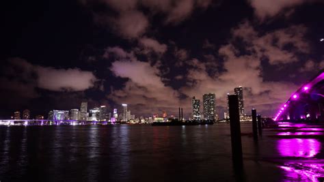 downtown miami buildings and traffic 4k night time lapse