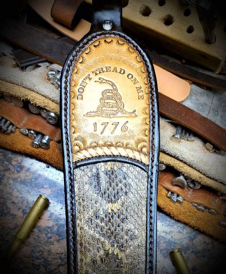 dont tread   rifle sling rattlesnake  buffalo rifle sling danny collins custom leather